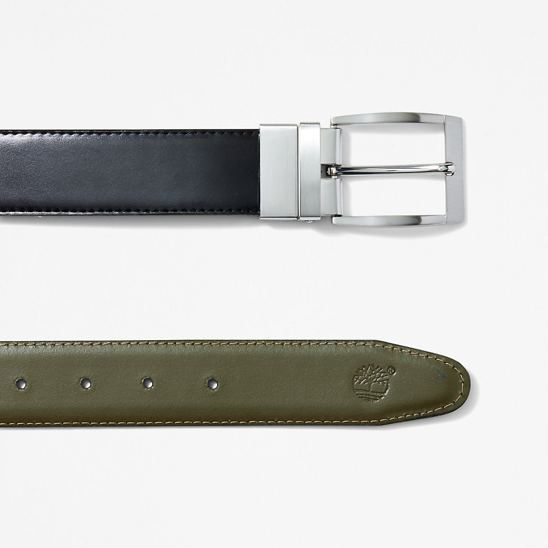 Timberland Mens Reversible Leather Belt for Men in Green/Black