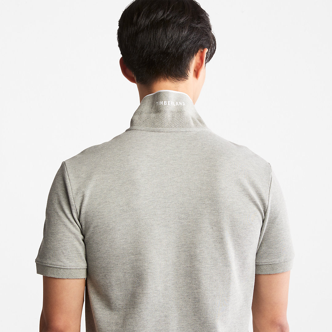Timberland Mens Millers River Print-Collar Polo Shirt for Men in Grey