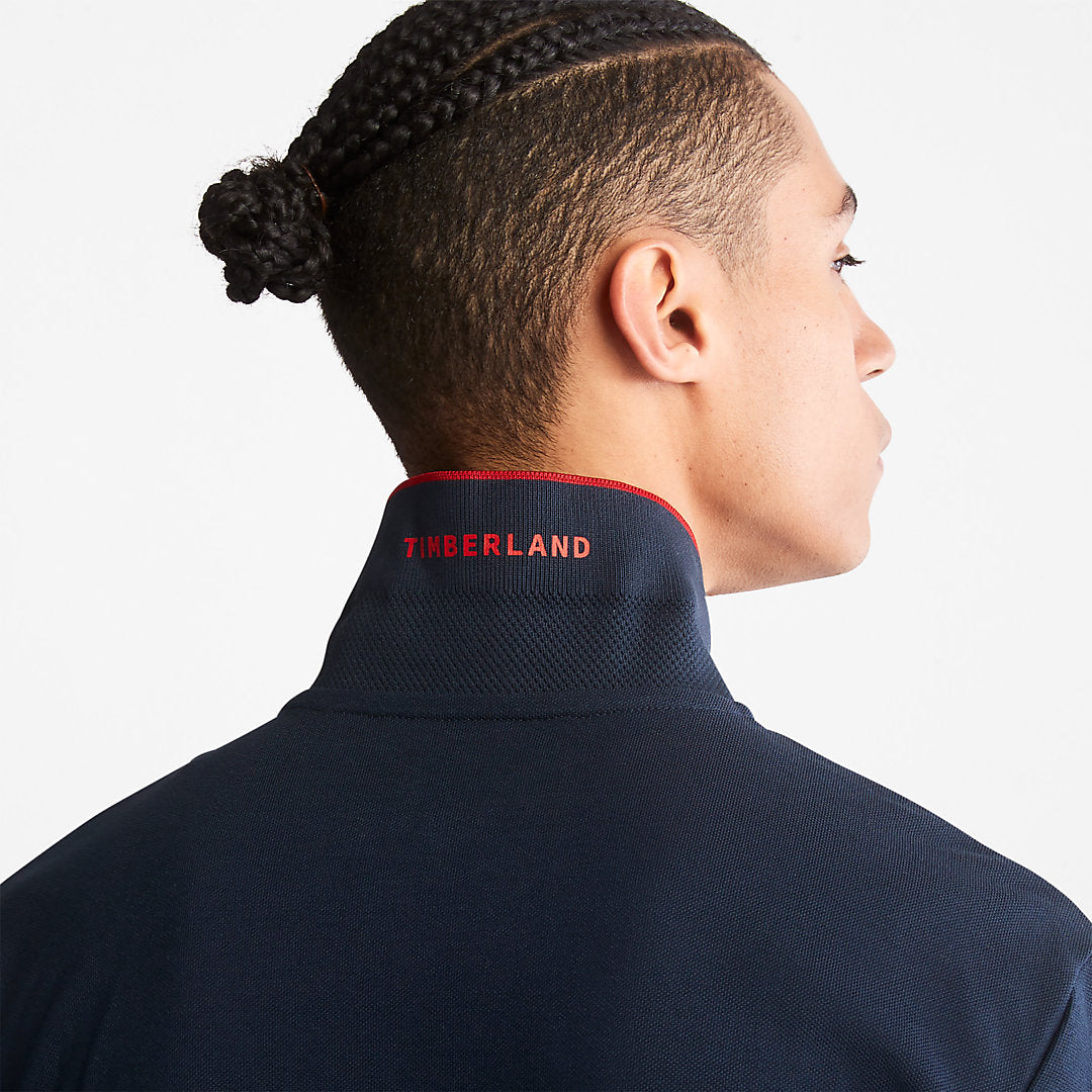 Timberland Mens Millers River Print-Collar Polo Shirt for Men in Navy