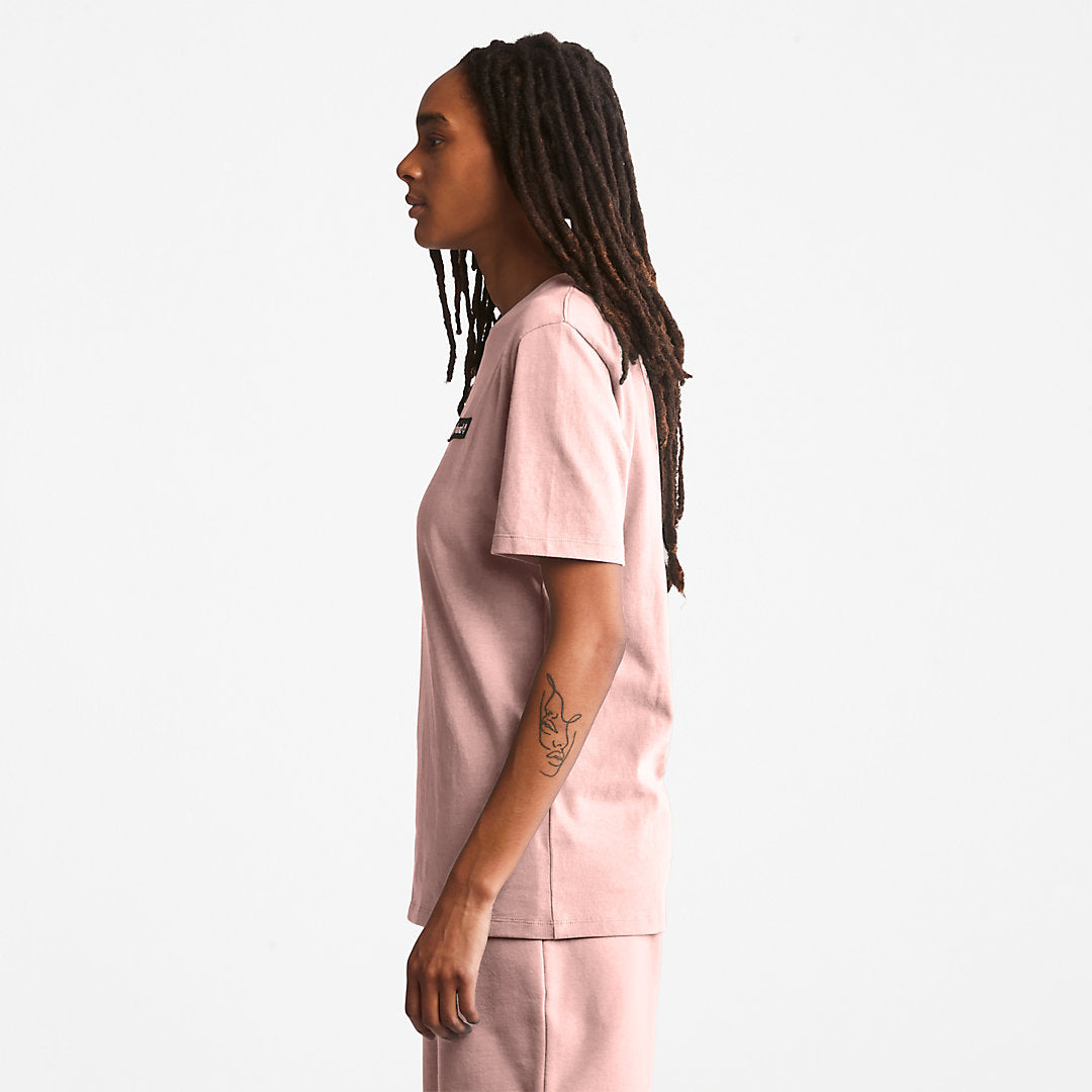 Timberland Mens All Gender Heavyweight Badge T-Shirt in Pink