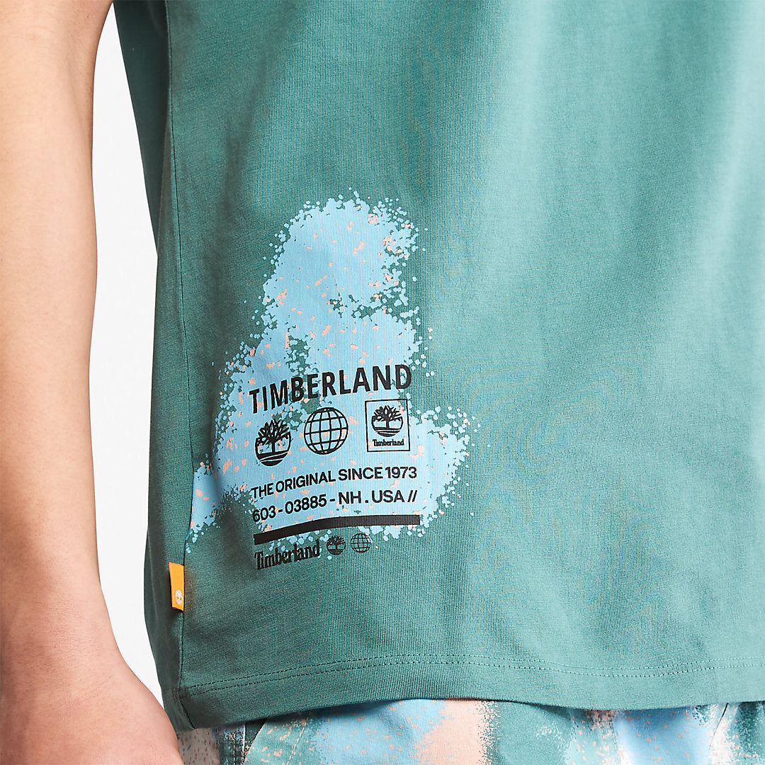Timberland Mens Paint Graphic T-Shirt for Men in Teal