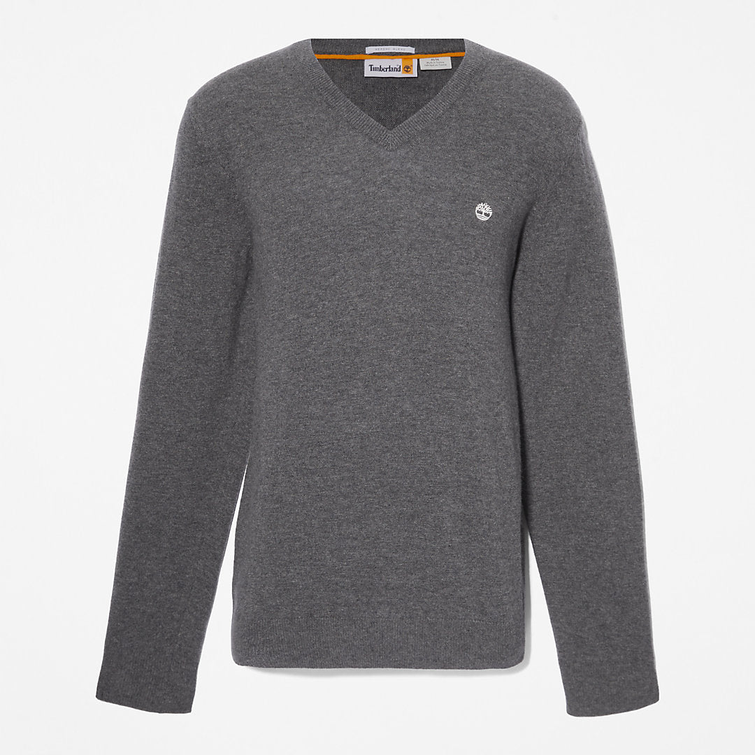 Timberland Mens Cohas Brook V-Neck Sweater for Men in Dark Grey