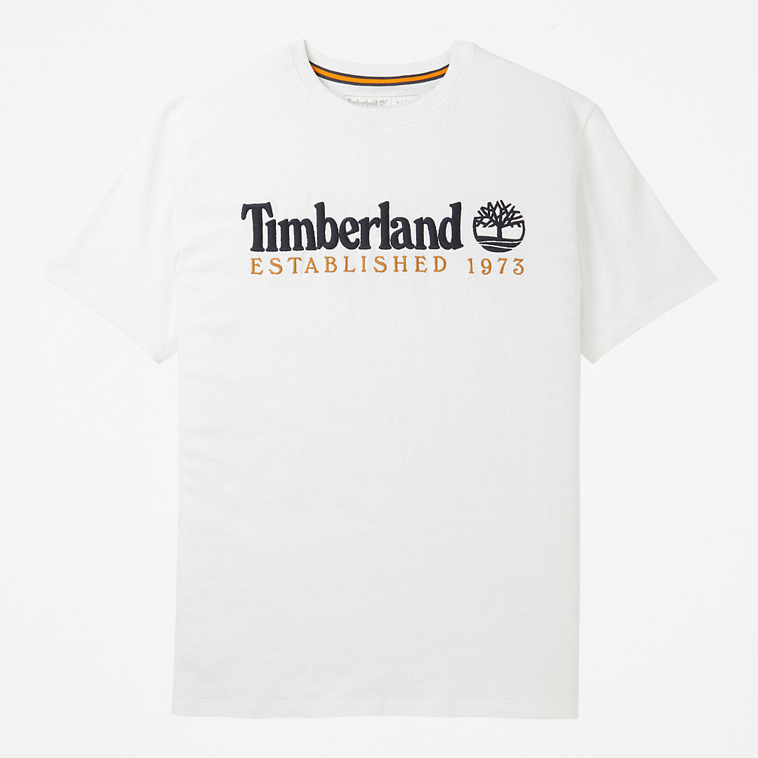 Timberland Mens Outdoor Heritage Linear-Logo T-Shirt for Men in White