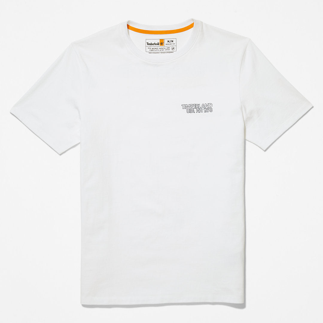 Timberland Mens Outdoor Heritage Stacked-Logo T-Shirt for Men in White