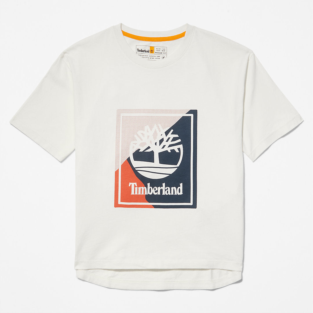 Timberland Womens Logo Graphic T-Shirt for Women in White