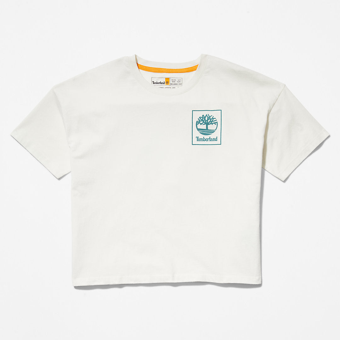Timberland Womens Back Graphic Logo T-Shirt for Women in White