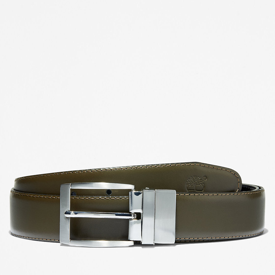 Timberland Mens Reversible Leather Belt for Men in Green/Black