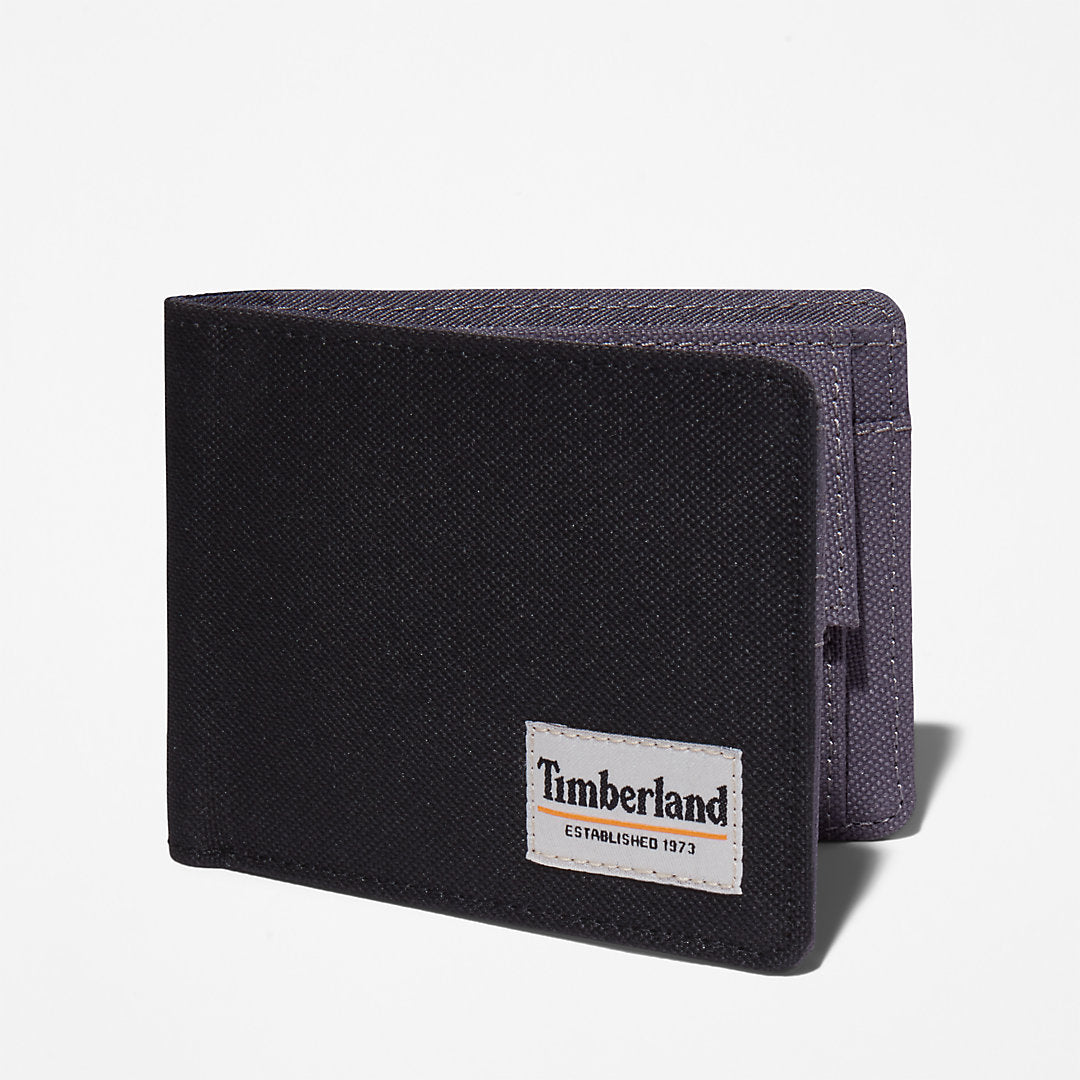 Timberland Mens Halyard Patch Wallet with Coin Pocket for Men in Black