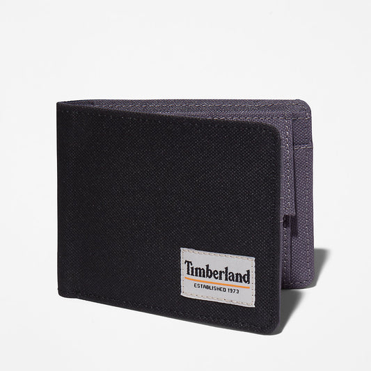 Timberland Mens Halyard Patch Wallet with Coin Pocket for Men in Black