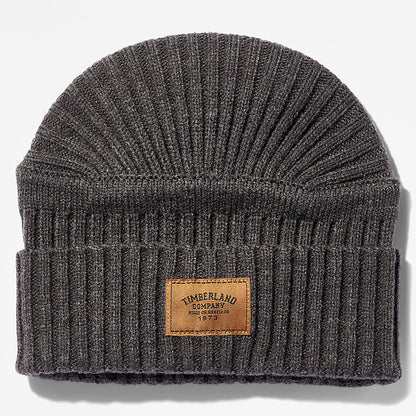 Timberland Mens Gulf Beach Ribbed Beanie for Men in Dark Grey