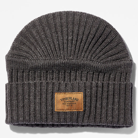 Timberland Mens Gulf Beach Ribbed Beanie for Men in Dark Grey