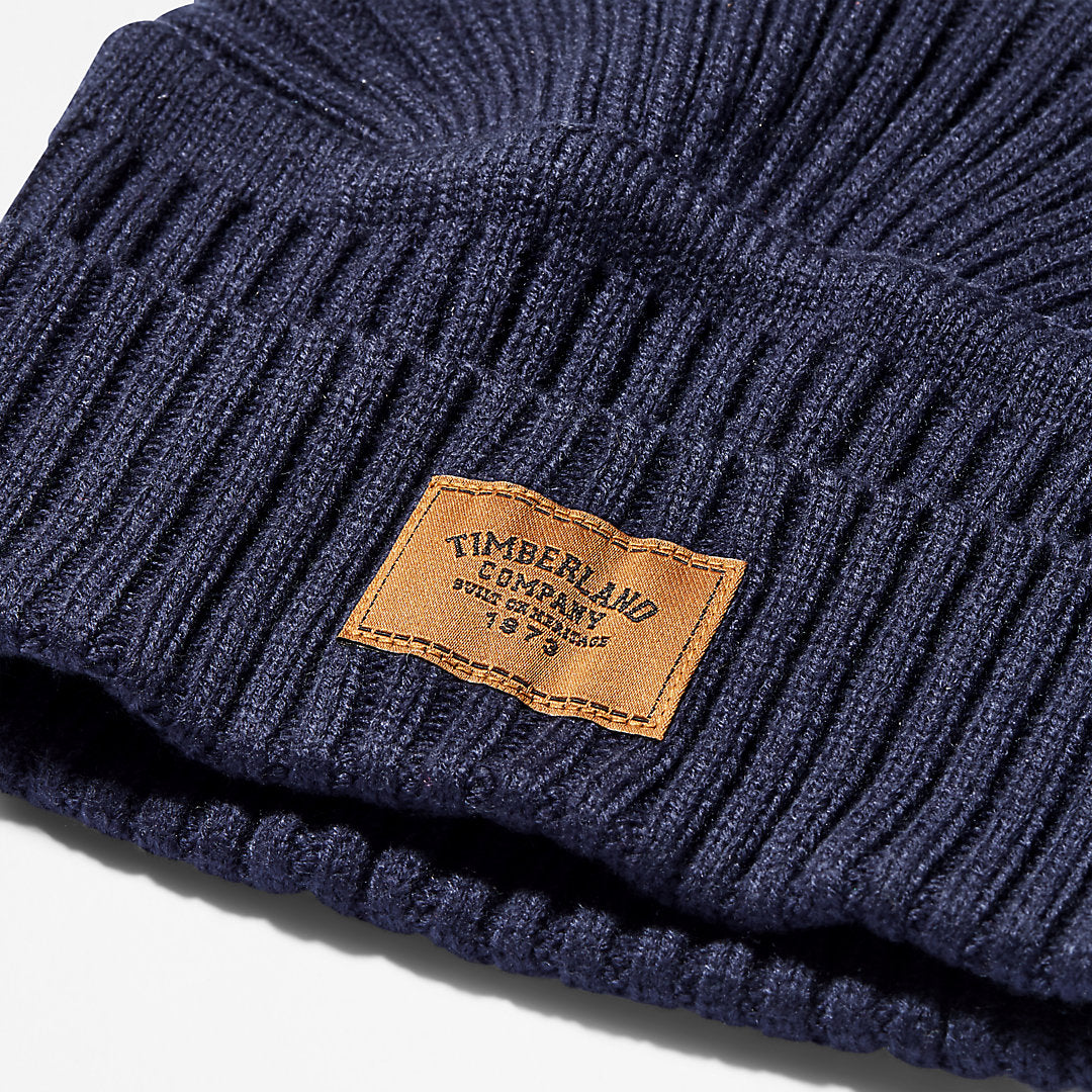 Timberland Mens Gulf Beach Ribbed Beanie for Men in Navy