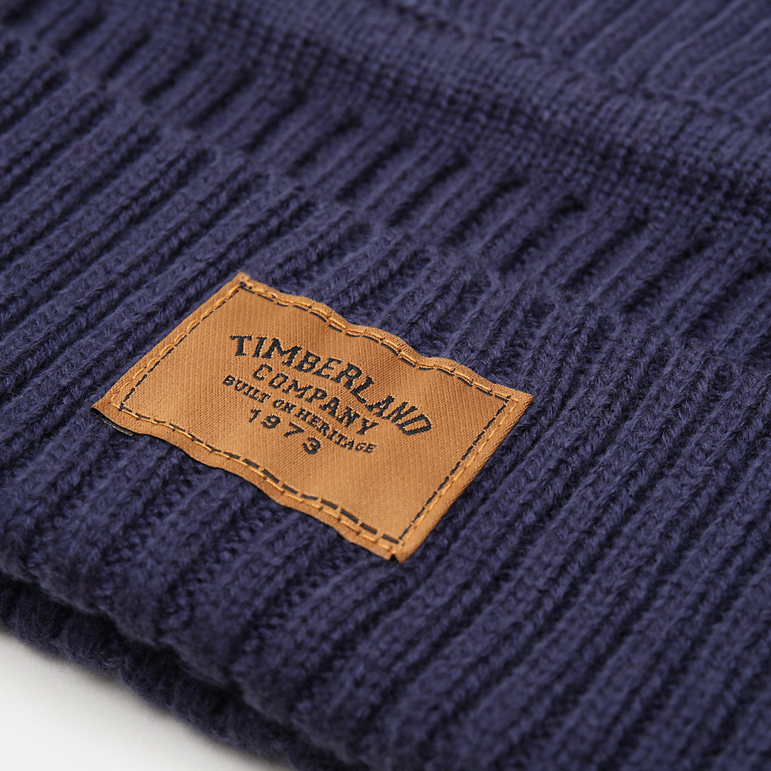 Timberland Mens Gulf Beach Ribbed Beanie for Men in Navy
