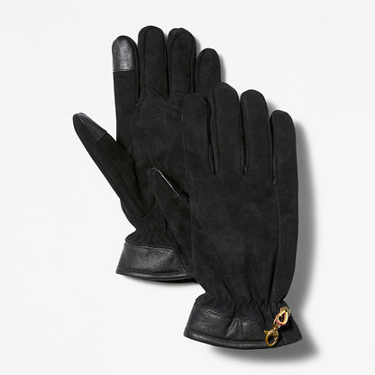 Timberland Mens Winter Hill Leather Gloves for Men in Black