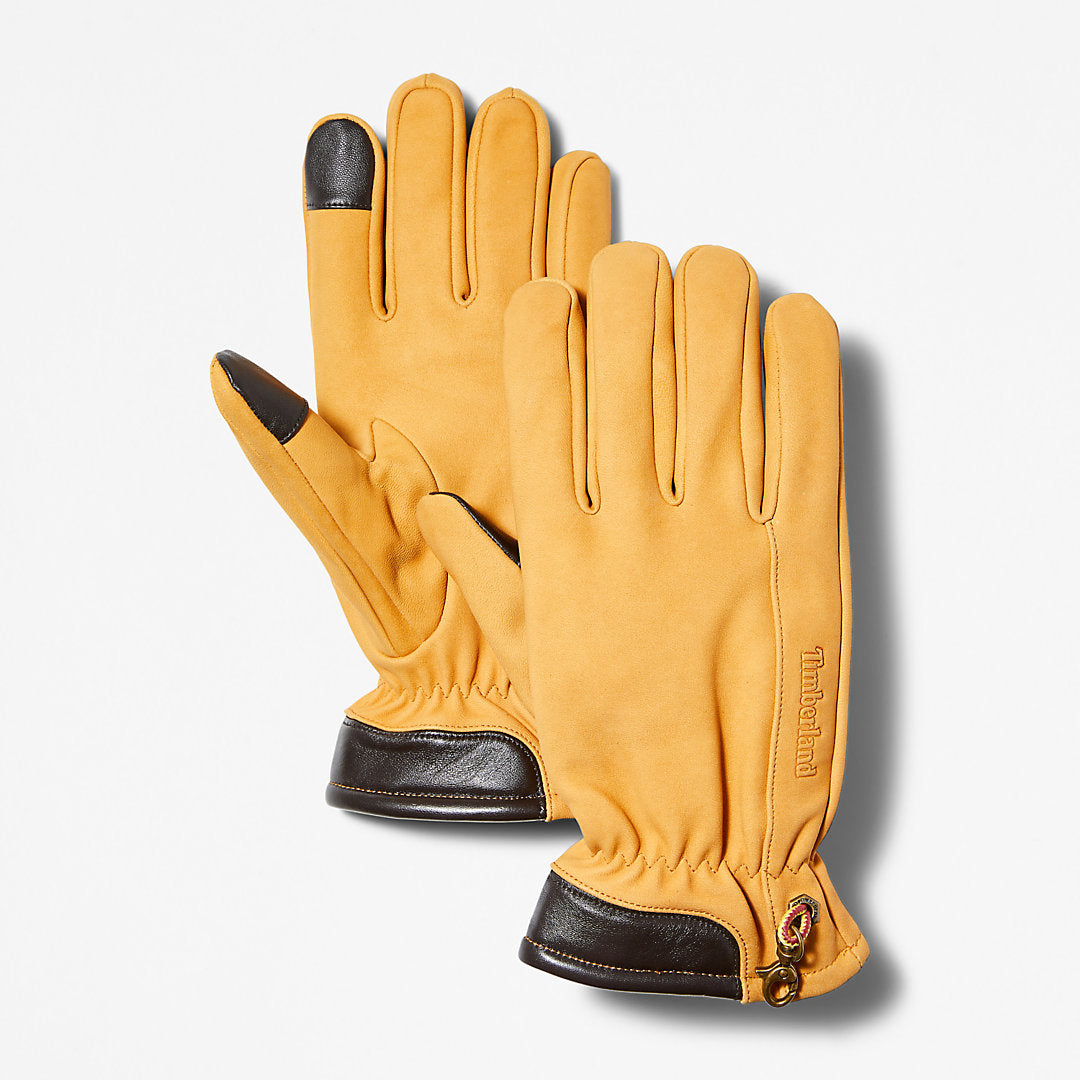 Timberland Mens Winter Hill Leather Gloves for Men in Yellow