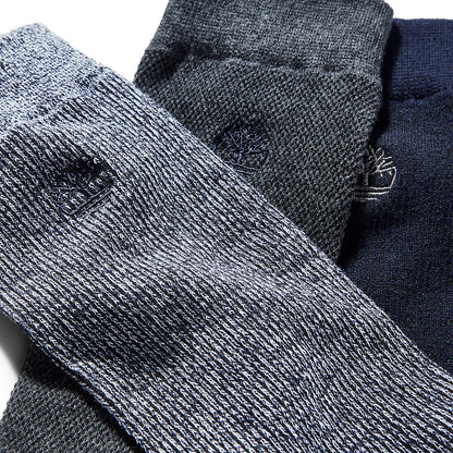 Timberland Mens Three Pair Pack Piqué Crew Socks for Men in Navy