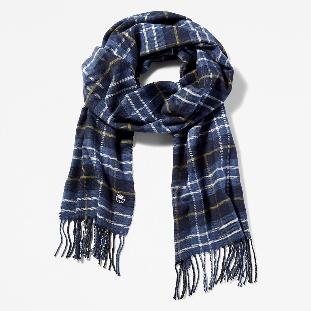 Timberland Mens Cape Neddick Checked Scarf for Men in Navy