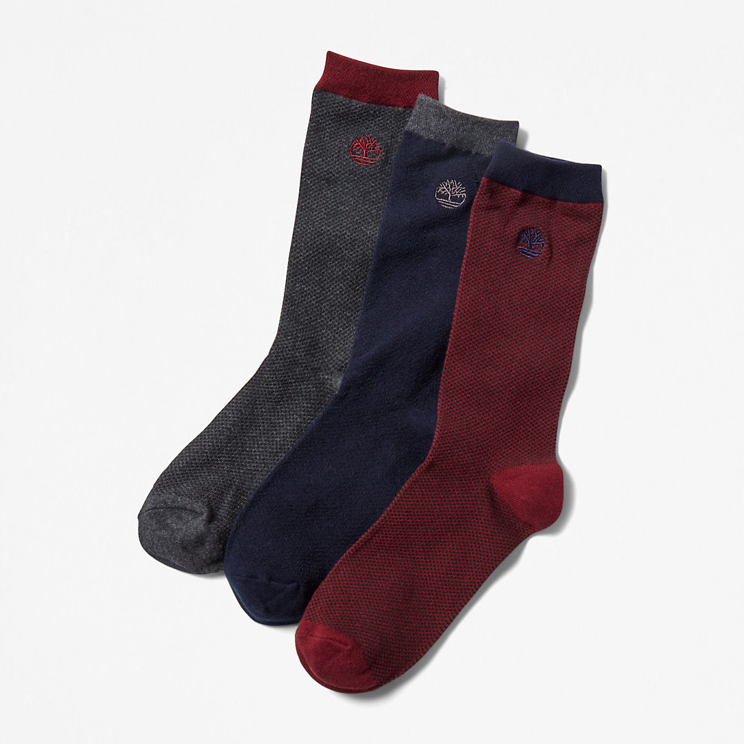 Timberland Mens Three Pair Pique Crew Socks for Men in Blue
