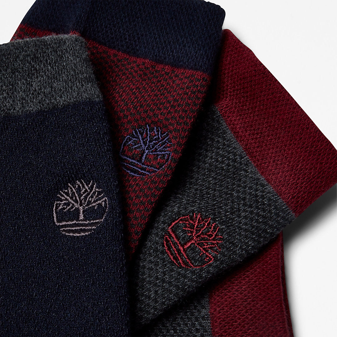 Timberland Mens Three Pair Pique Crew Socks for Men in Blue