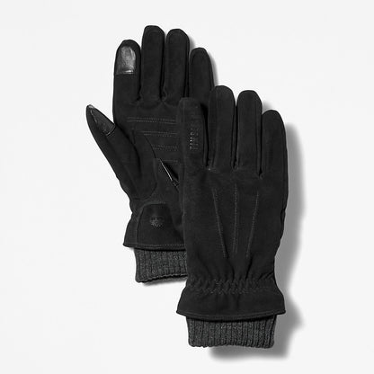 Timberland Mens Knit-cuff Leather Gloves for Men in Black
