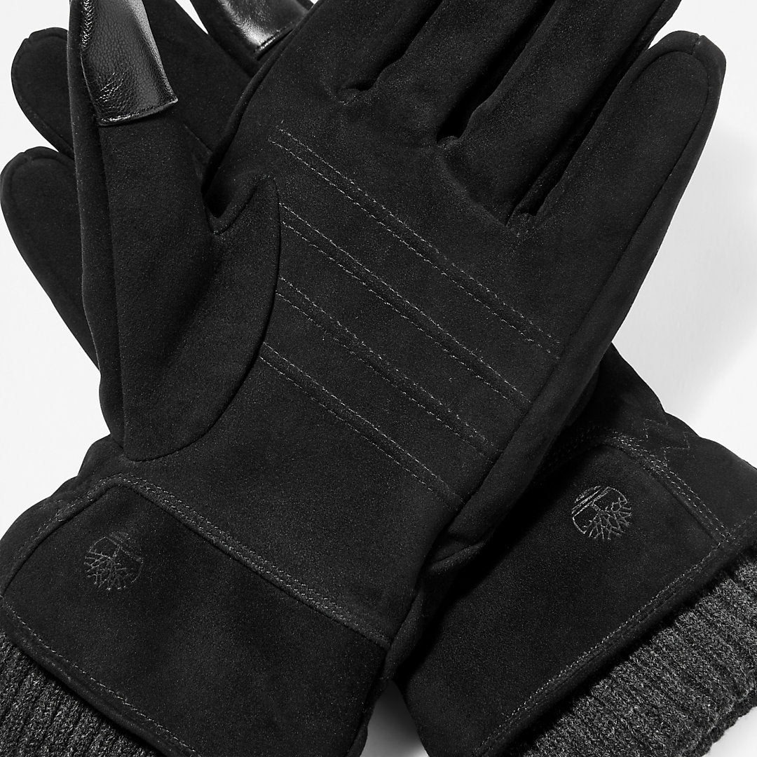 Timberland Mens Knit-cuff Leather Gloves for Men in Black