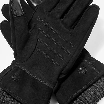 Timberland Mens Knit-cuff Leather Gloves for Men in Black