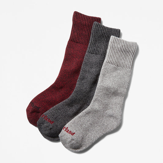 Timberland Womens Three Pack Marled Crew Socks Gift Box for Women in Black
