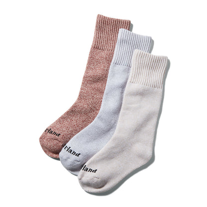 Timberland Womens Three Pack Marled Crew Socks Gift Box for Women in Pink