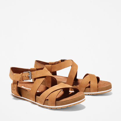 Timberland Womens Malibu Waves Ankle Strap Sandal for Women in Brown