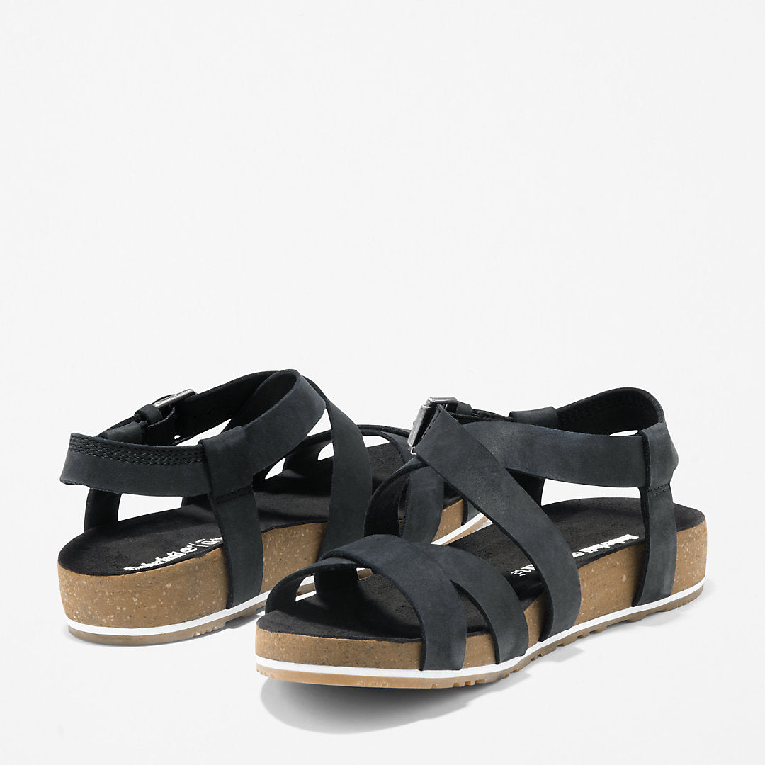 Timberland Womens Malibu Waves Ankle Strap Sandal for Women in Black