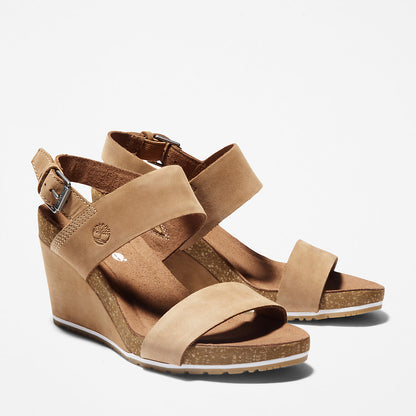 Timberland Womens Capri Sunset Wedge Sandal for Women in Brown