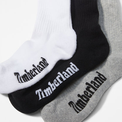Timberland Mens Stratham 3-Pack Sport Crew Socks for Men in Multi-coloured