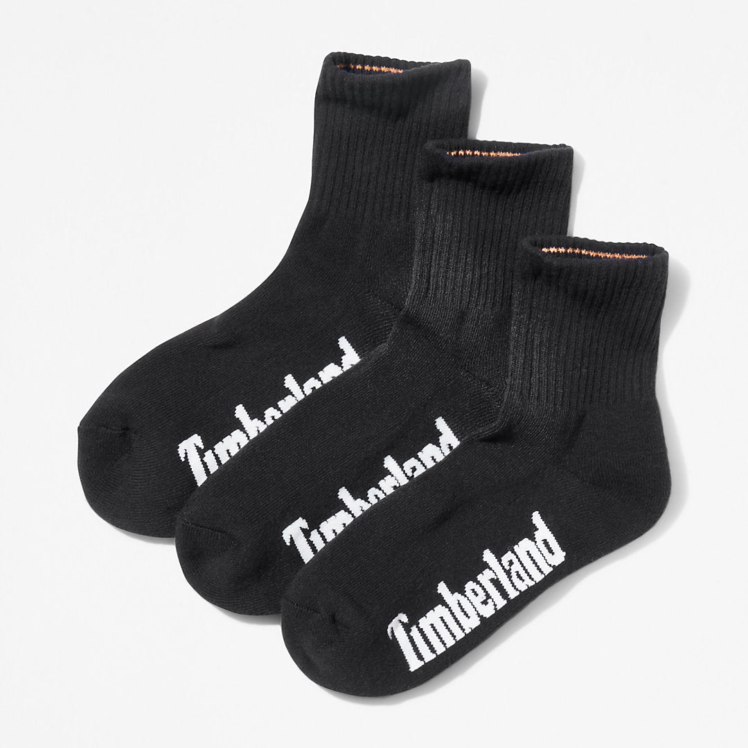 Timberland Mens Three Pack Stratham Sport Socks for Men in Black