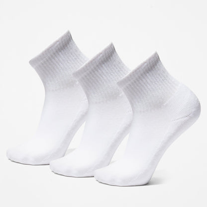 Timberland Mens Stratham 3-Pack Quarter-length Sport Socks for Men in White