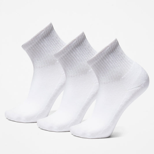 Timberland Mens Stratham 3-Pack Quarter-length Sport Socks for Men in White