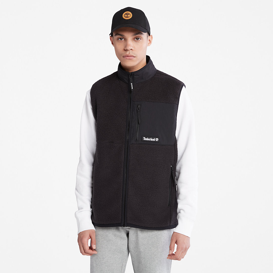 Timberland Mens High-Pile Fleece Gilet for Men in Black