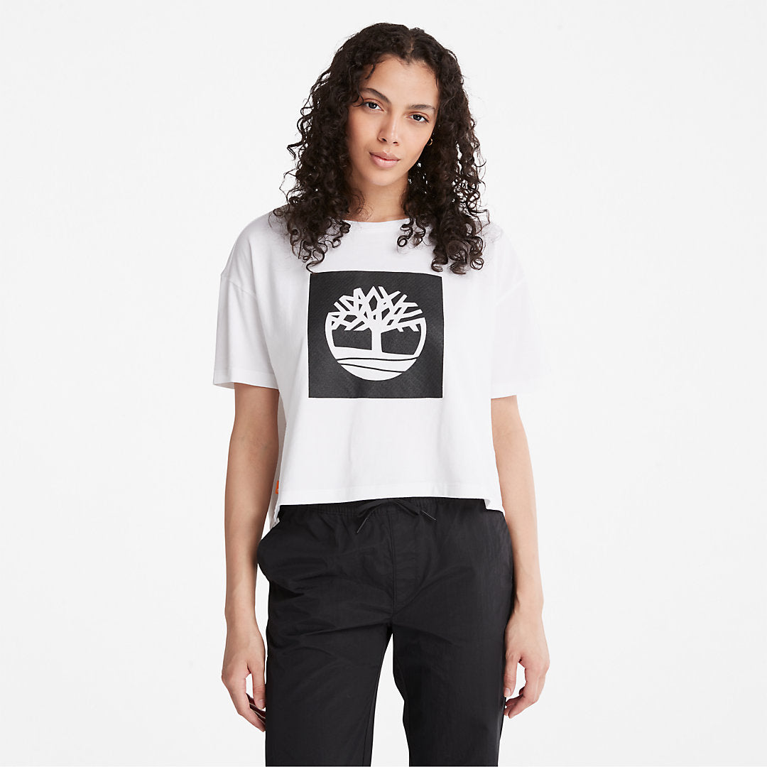 Timberland Womens Cropped Logo T-Shirt for Women in White