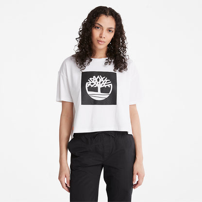 Timberland Womens Cropped Logo T-Shirt for Women in White