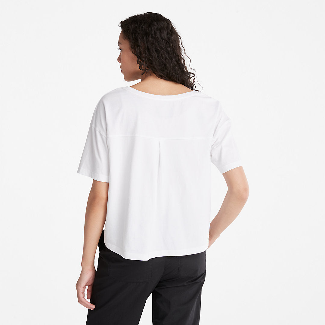 Timberland Womens Cropped Logo T-Shirt for Women in White