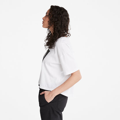 Timberland Womens Cropped Logo T-Shirt for Women in White
