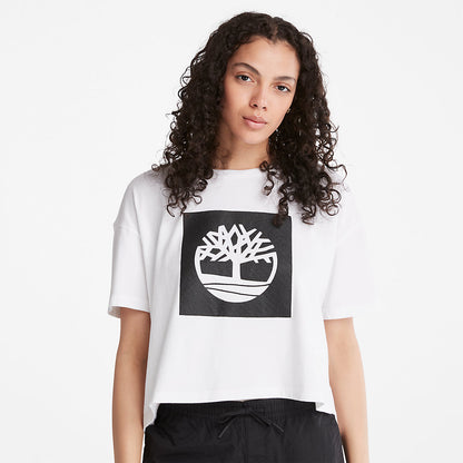 Timberland Womens Cropped Logo T-Shirt for Women in White