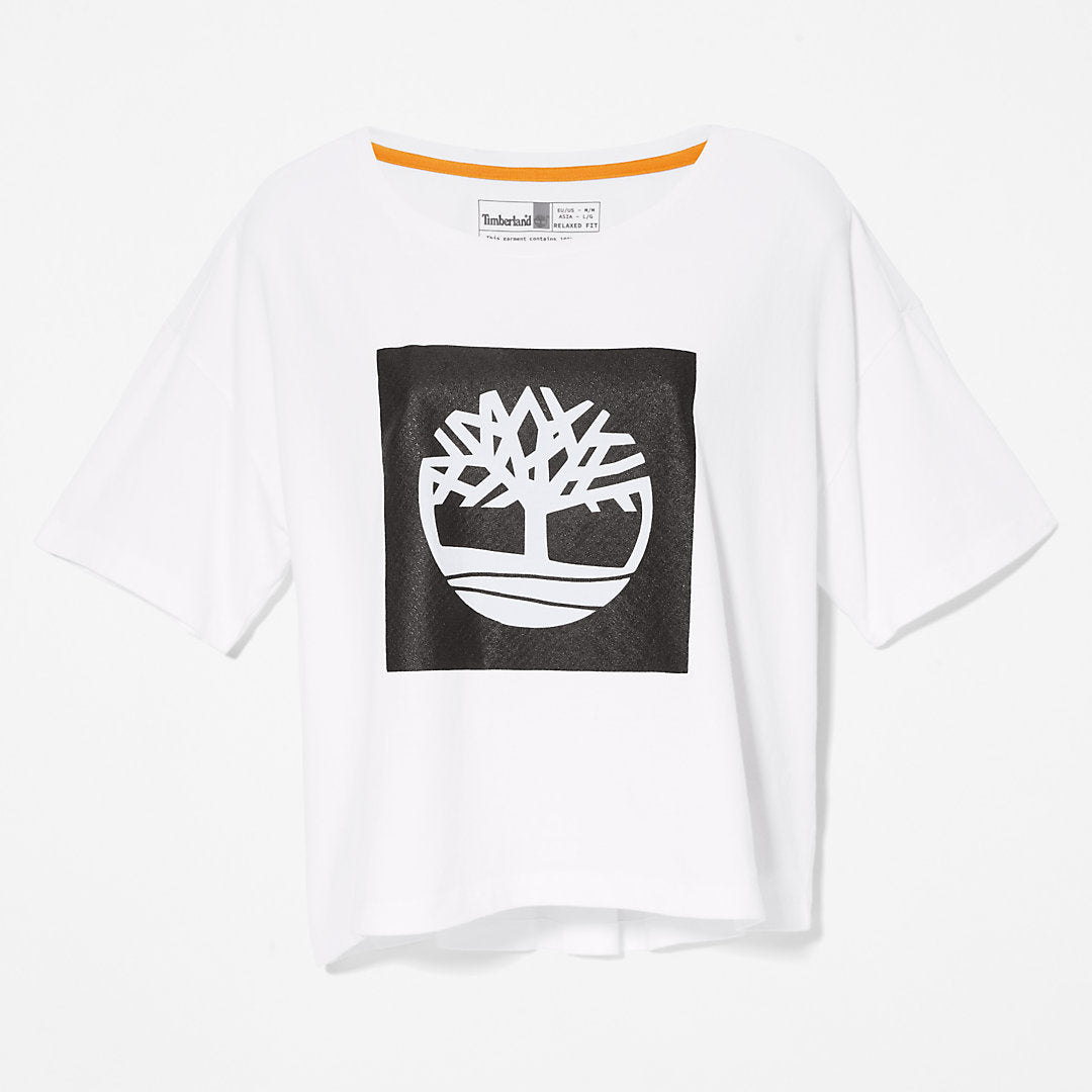 Timberland Womens Cropped Logo T-Shirt for Women in White