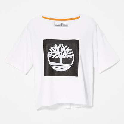 Timberland Womens Cropped Logo T-Shirt for Women in White