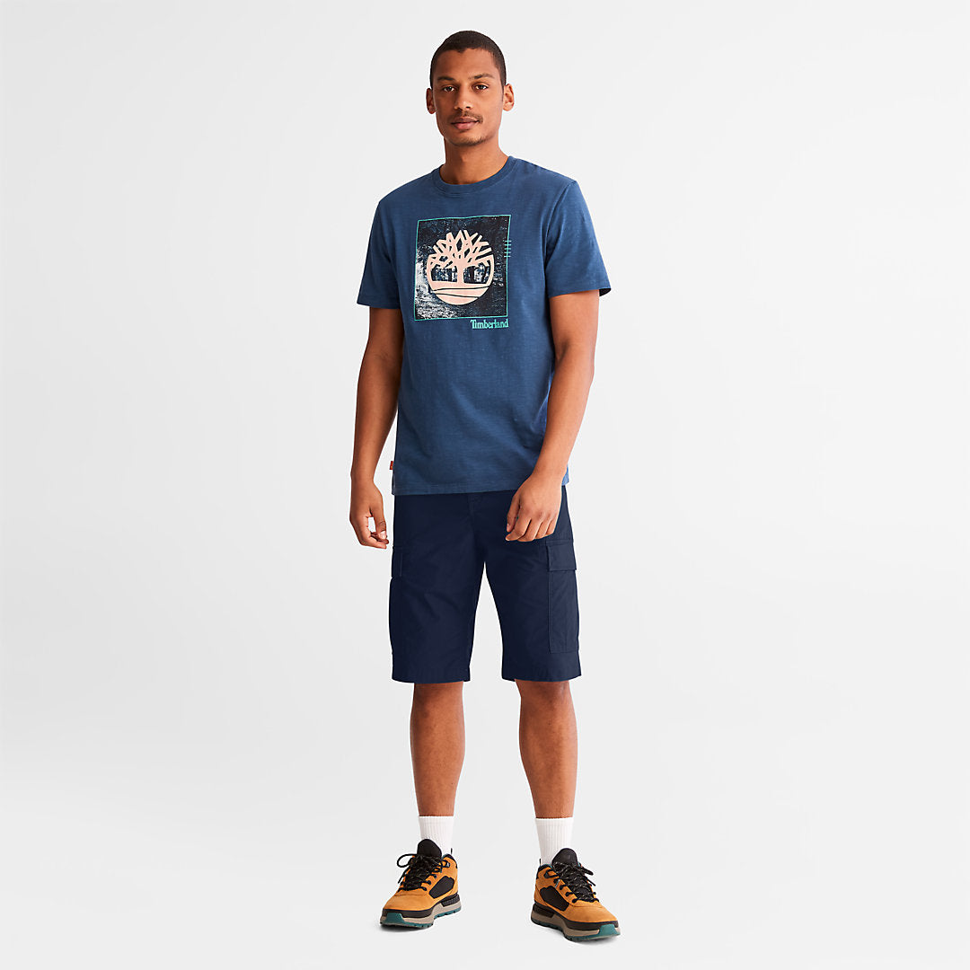Timberland Mens Poplin Cargo Shorts for Men in Navy