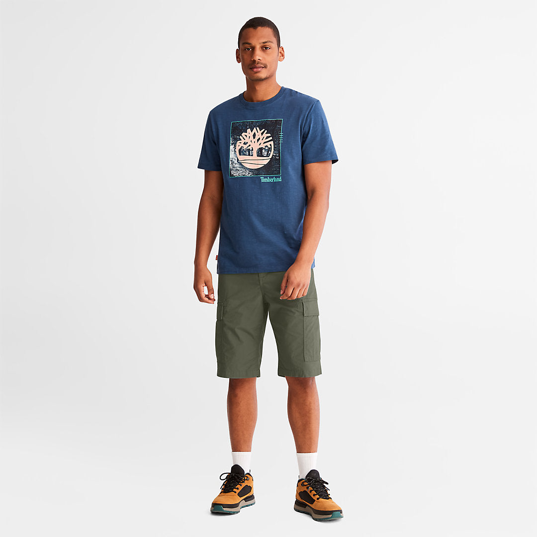 Timberland Mens Poplin Cargo Shorts for Men in Dark Green