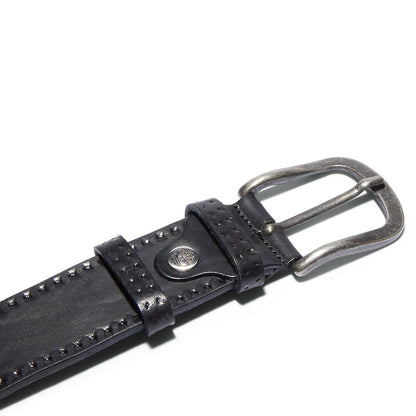 Timberland Mens Embossed Leather Belt for Men in Black