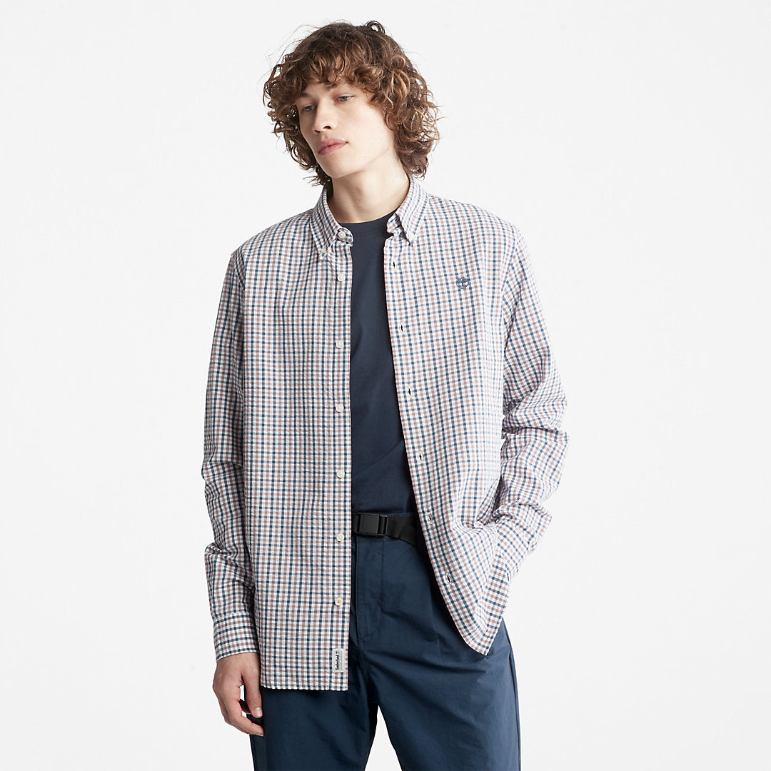 Timberland Mens Seersucker Gingham Shirt for Men in Purple
