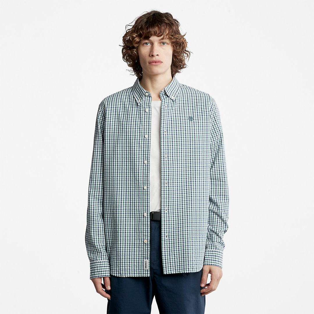 Timberland Mens Seersucker Gingham Shirt for Men in Green