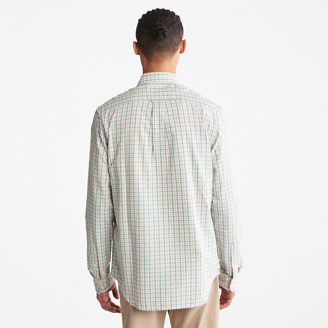 Timberland Mens Seersucker Gingham Shirt for Men in Pink