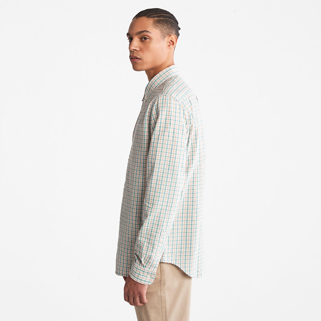 Timberland Mens Seersucker Gingham Shirt for Men in Pink